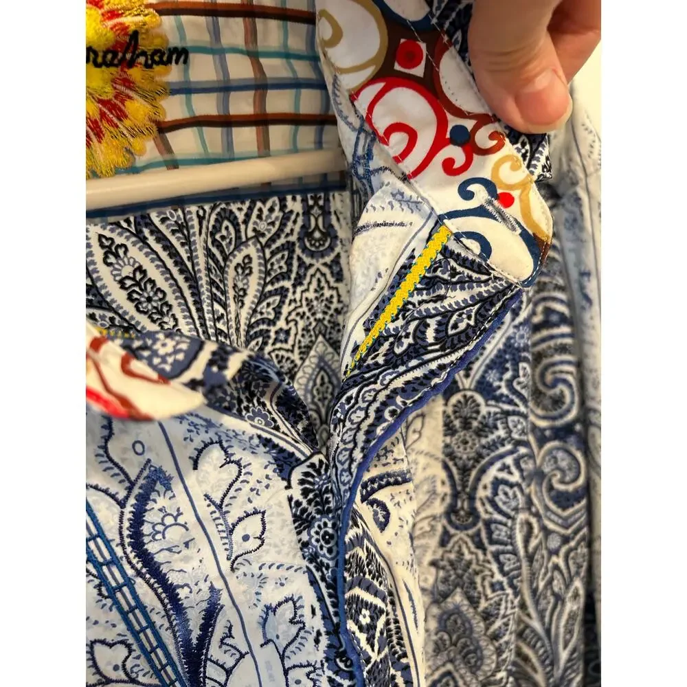 Robert Graham Blue Paisley Button Down Shirt with Contrast, Size XL - Picture 6 of 11